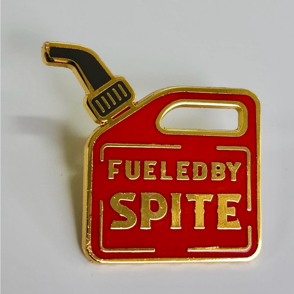 🎁Red and Gold Fueled By Spite Gas Can Enamel Pin
